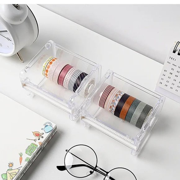 NEW Washi Tape Holder, Stackable Multi Tape Dispenser Cutter - Clear Transparent - Picture 3 of 6